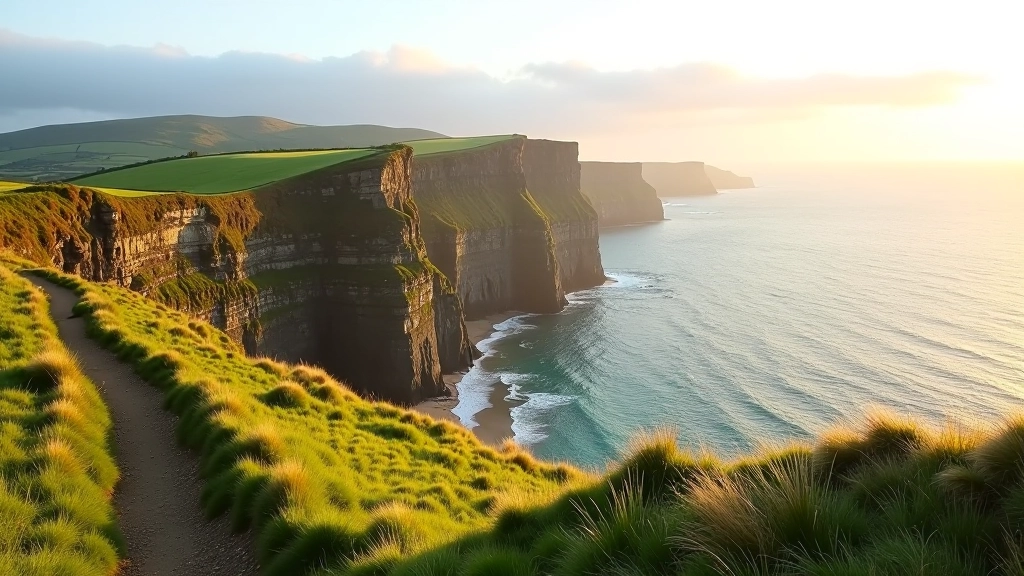 Irish coastal walking trails with dramatic cliffs and ocean views