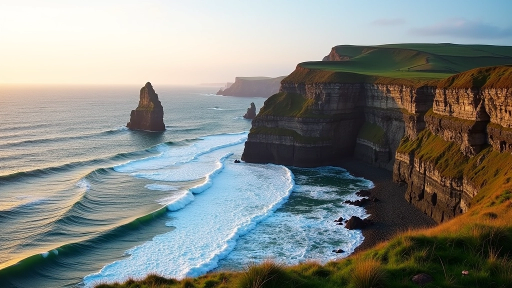 Dramatic coastal landscape along Wild Atlantic Way with cliffs and ocean